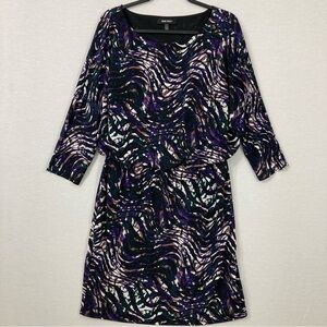 Nine West Purple Black Business/Office Stretch Round Neck Sheath Dress size 14